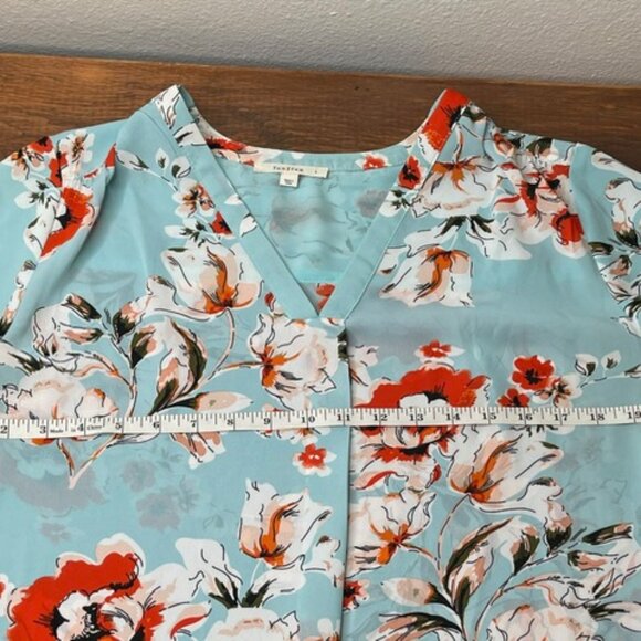 Floral Sleeveless Blouse Light Blue Boho Casual Top Women - Picture 2 of 6